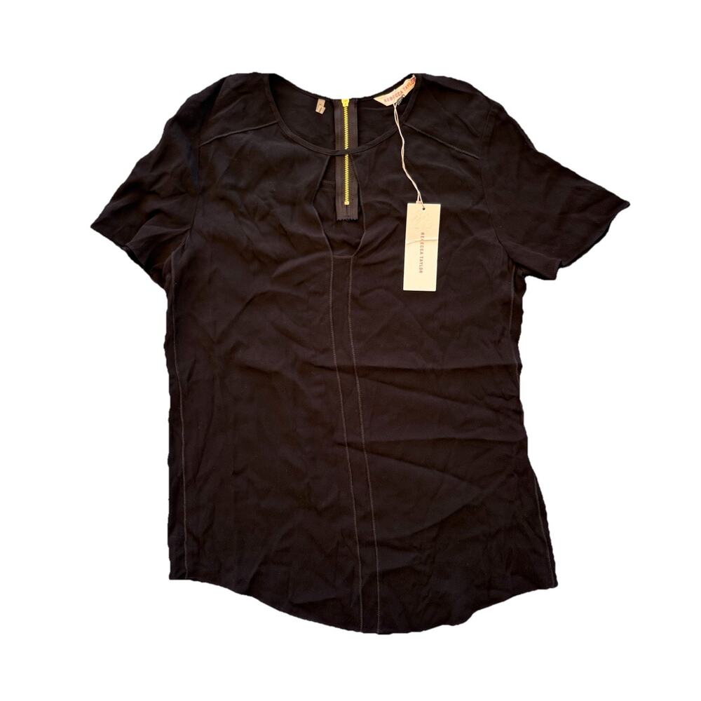 Rebecca Taylor NWT Size 8 SS Crepe Top Black Classy
